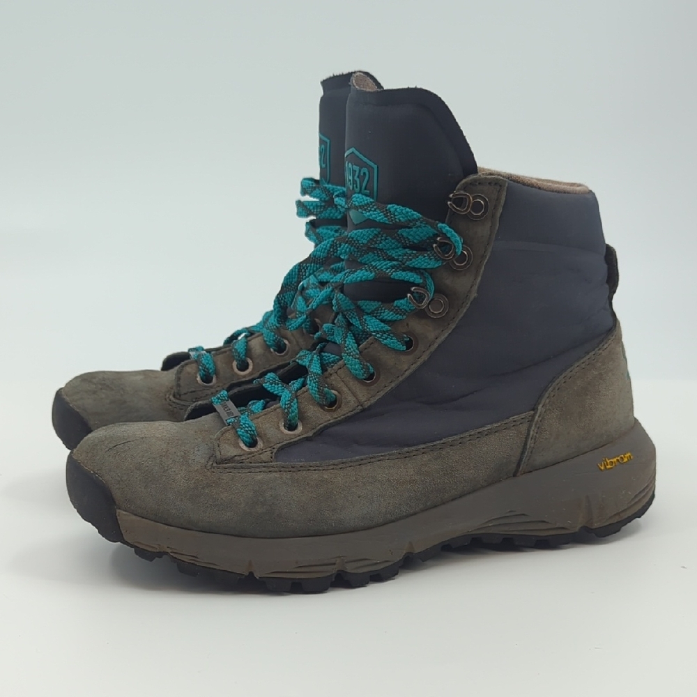 DANNER Women's Explorer 650 5" Gray/Bright Blue Hiking Boots Waterproof Sz 6